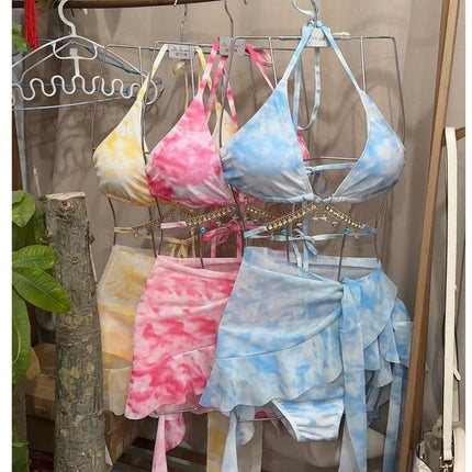 Bikini Tassel Split Three-Piece Bikini Sexy Pure Hot Hot Hot Girl Beautiful Holiday Hot Spring Swimsuit for Women