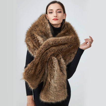 Imitation Fur Extended Bridal Wedding Dress Large Shawl Fur Collar Scarf Fox Fur Fake Collar Winter White Women