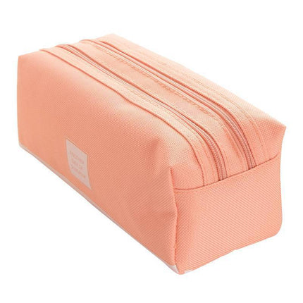 Portable Stationery Bag, Double-Layer Oxford Cloth Double-Zipper Pencil Case, Large Capacity Portable Zipper Oxford Cloth Pencil Case for Primary and Secondary School Students
