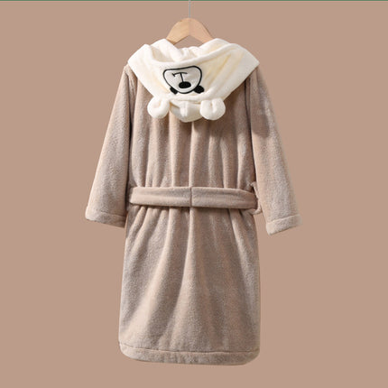 Children's Hooded Cloak New Coral Velvet Cartoon Bear Embroidery Wearable Bathrobe Baby Nightgown Bath Towel Wholesale