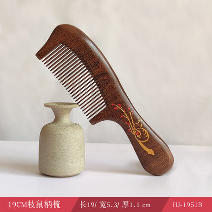 Sandalwood Comb for Meridian Scalp Massage, Anti-Static Hair Comb for Women, Medium-Tooth Volumizing Comb, Meridian Comb Gift Box