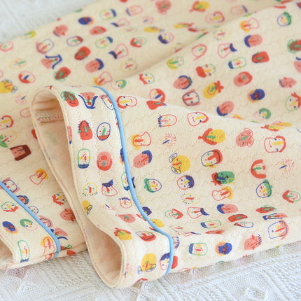 Autumn and Winter Air Cotton Sandwich Pajamas Women's Cardigan Casual Graffiti Baby Printed Fresh and Cute Home Clothes Set