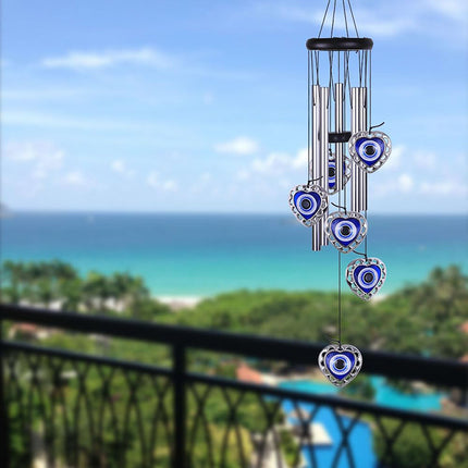 Cross-border Hot Selling Wind Bell Devil's Eye Hanging Aluminum Metal Wind Bell Indoor Garden Decoration Wholesale
