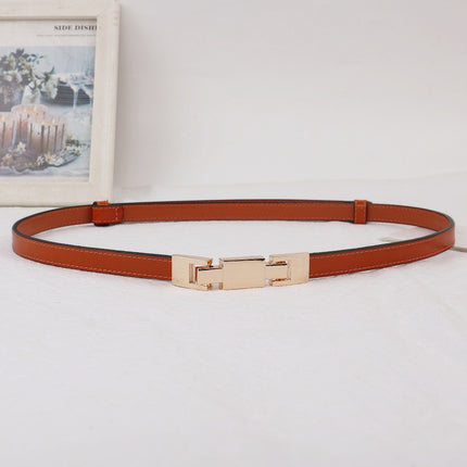 Women's Thin Black Leather Belt, Simple Versatile Waist-Cinching Decorative Belt for Dresses, Pants, and Coats, New Style