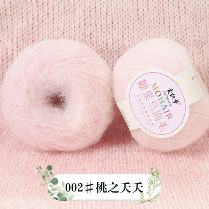 Candy Mohair Section Dyed Wool Hand-Knitted Sweater Cardigan Colorful Gradient Wool Thread Fine Wool Thread