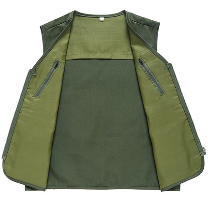 Spring and Autumn Multi-pocket Functional Photography Vest Fishing Waistle Outdoor Tooling Men's Vest Reporter Multi-pocket Horse Clip