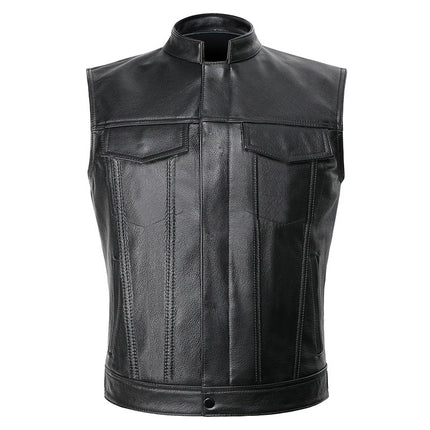 European and American Cross-border Men's Wear Amazon plus size Vest Skull Letter Embroidered Leather Wear