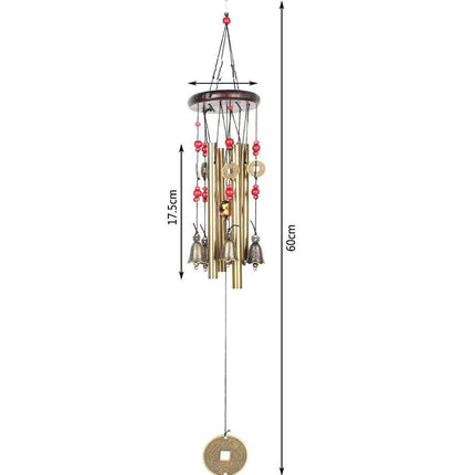 Cross-border hot-selling 4-tube solid wood metal bronze fortune-making wind chimes home decoration courtyard decoration cross-border wholesale