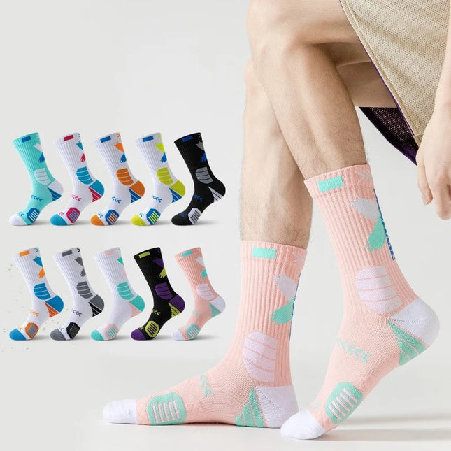 Professional Sports Socks Basketball Socks Men's Mid-Calf High-Top Towel Bottom Thickeneded Non-Slip Wear-Resistant Fitness Running Zhuji Socks