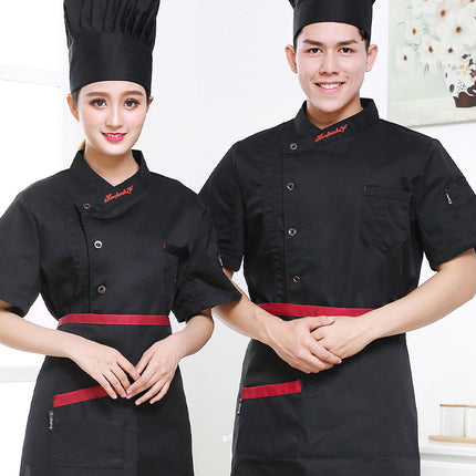 Trendy Chinese Style Chef Uniform for Men, Short-Sleeved, Summer Thin and Breathable, Restaurant Back Kitchen Chef Uniform, Custom-Made for Men