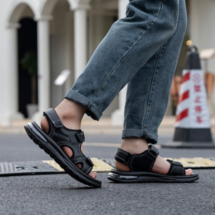 Men's Shoes 2026 Summer Style Breathable Soft-Soled Open-Toe Beach Shoes Air-Cushioned Non-Slip Outdoor Sports Casual Height-Increasing Sandals