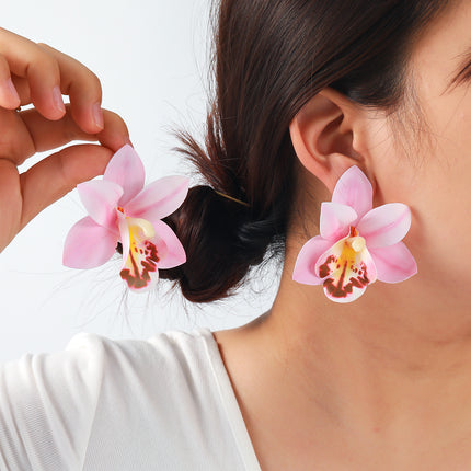 European and American Exaggerated Jewelry Butterfly Orchid Multi-Layer Earrings Earring Stylish Large Flower Summer Vacation Cross-Border Supply