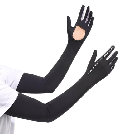 2024 New Summer Anti-ultraviolet Women's Sleeves Riding Driving Layover Ice Silk Integrated Sun Protection Sleeves Ice Sleeves
