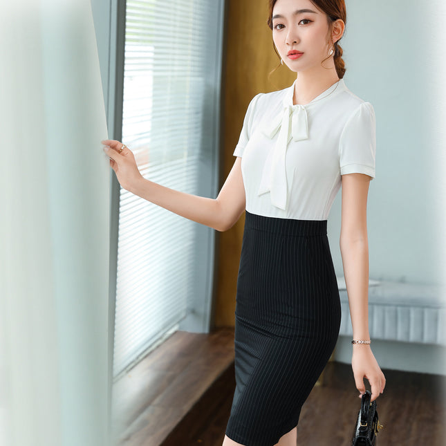 2025 Summer Business Dress Women's Spring New Korean Style Ol Jewelry Store Front Desk Work Clothes Work Dress
