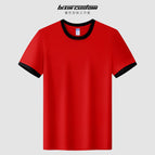 [long-staple cotton color-blocked short sleeves] mshj-25662 red and black / S