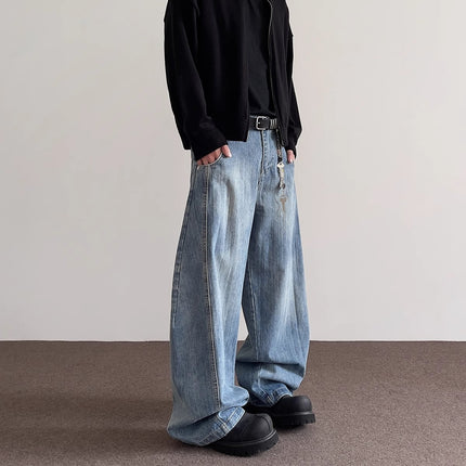 Jeans Men's Spring and Autumn New American Style Retro Mop Pants Loose Straight High Street Trendy Brand All-match Casual Pants