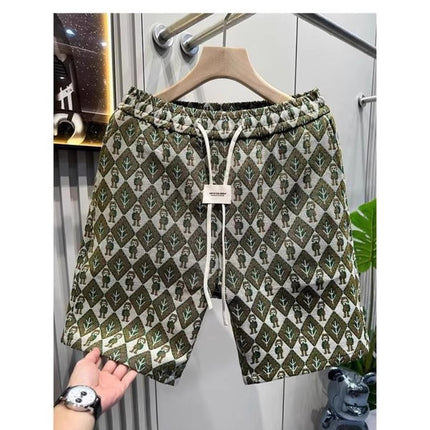 Summer New Trendy Personalized Printed Drawstring Lace-Up Loose, Comfortable and Breathable Men's Casual Sports Shorts