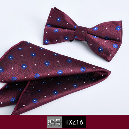Bow tie square men's two-piece wine red series new spot business executive professional style groom wedding