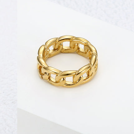 European and American Ins Export Stylish Cut Out Chain Ring Plain Ring Fashionable Design Versatile Titanium Steel Index Finger Ring Simple