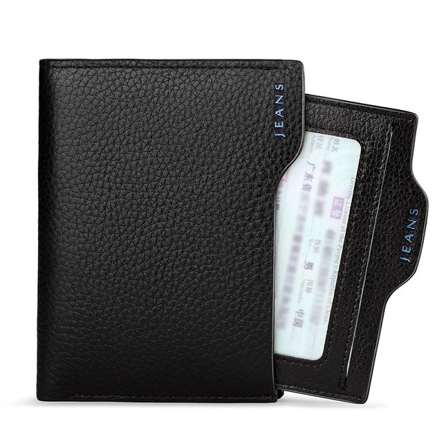 Emperor Paul Genuine Leather Wallet for Men, Short Card Holder, Vertical Style, Young Men's Wallet, Multifunctional Driver's License Leather Case
