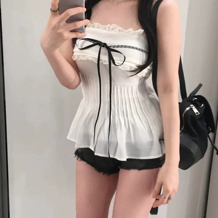 New Product from Dongdaemun, South Korea, Lace Tube Top, Slim Fit and Elegant Top with Pure Lust Bottoming Shirt