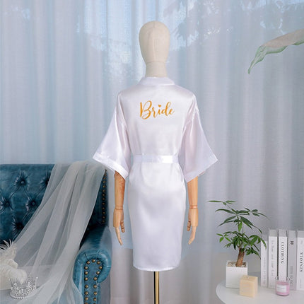 bride Gown morning Gown Lady nightgown wedding makeup bridesmaid group wedding kimono imitation silk cardigan bathrobe