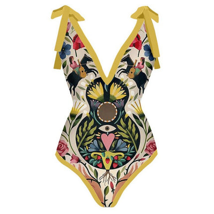 Cross-border New European and American Women's one-piece Swimsuit Sexy Printed Two-piece Skirt Hot Swimsuit Bikini suit