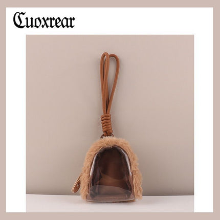 Original Plush Transparent Storage Bag Mini Cute Coin Purse Canvas Earphone Bag Storage Hanging Bag