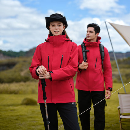 Windproof and Waterproof Three-in-One Down Jacket Fleece Graphene Hooded Work Clothes Jacket Work Clothes Printing