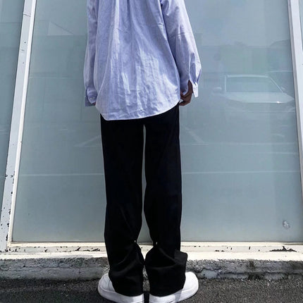 Doping trousers men's spring new trend ins straight loose casual pants solid color buttons fashion mop pants