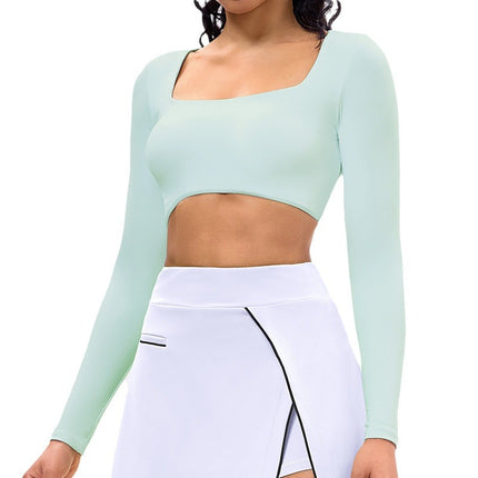 New Summer Fitness Running Sports Skirt Long Sleeve Top with Chest Pad Tennis Clothes Golf Tennis Skirt Women