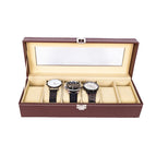 Brown 6-slot watch box