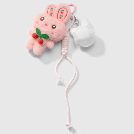 Cross-border explosions cute exquisite high-value plush ball doll rabbit simulation glass beads keychain bag pendant