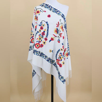 Ethnic Style Border Cashew Embroider Flower 300g Scarf Imitation Cashmere Gift Shawl Travel Cloak Warm Shawl