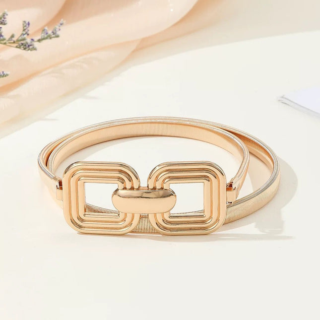 Waist Chain Women's New Double Layer Spring Chain Geometric Metal Buckle All-match Fashionable Decorative dress Gold Belt