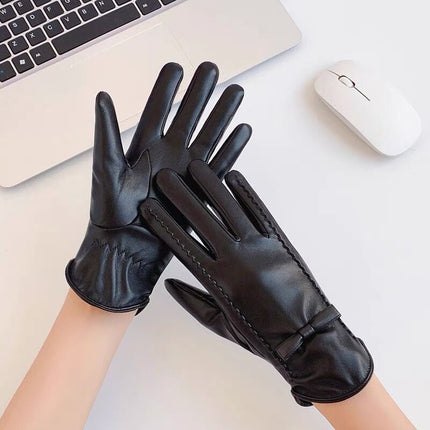 Women's autumn and winter touch screen leather gloves colorful thickened warm riding driving gloves fashion Korean style Foreign trade Wholesale