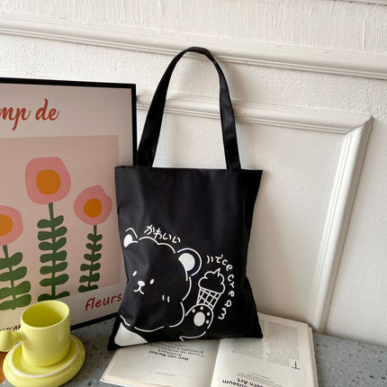 2022 New Fashion Printed Canvas Bag Korean Artistic Shopping Bag Solid Color Polyester Zipper Shoulder Handbag