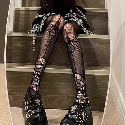 Polka-Dot Black Stockings, Feminine, Ultra-Thin Heart, Bare Legs, Sexy Artifact, White Fishnet Stockings, High-End Air Feel