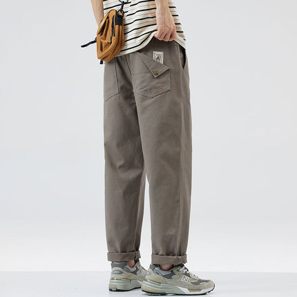 American Pure Cotton Cargo Pants Men's Loose Straight 2025 Spring, Autumn and Summer New Casual Sports Wide-Leg Long Pants