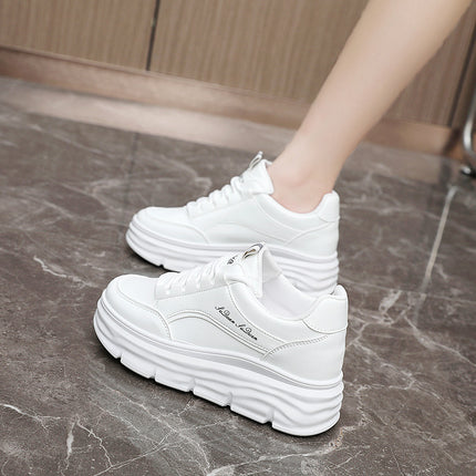 Small white shoes women's shoes 2024 new spring and summer increased breathable thick-soled casual sports muffin board shoes for women