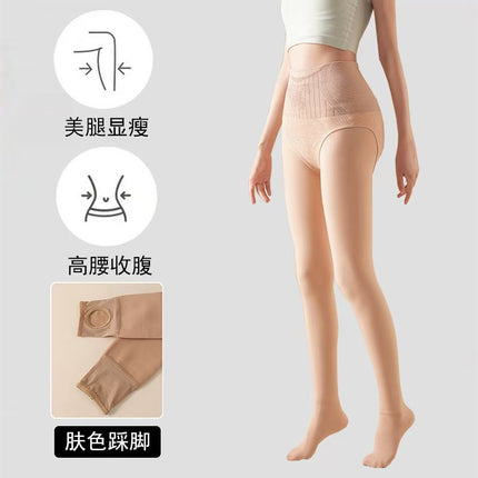 Flower fairy water light socks high waist abdomen leggings autumn and winter light leg artifact fleece-lined naked sense pantyhose manufacturers wholesale