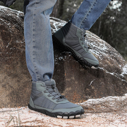 Couple's Large Size Snow Boots for Men, Winter Fleece-Lined and Thickened, Outdoor Waterproof and Non-Slip High-Top Cotton Boots, Hiking Snow Shoes, Extra Large Size