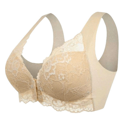 Cross-border sexy lace no steel ring bra back underwear European and American back corset plus size front buckle vest bra wholesale