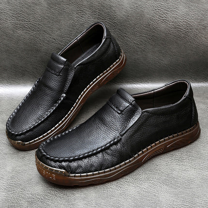 Cross-Border Hot-Selling Spring and Summer New Products Hand-Stitched Casual Men's Shoes Fashionable Soft-Soled Hollow Breathable Leather Shoes