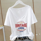 Vintage white v-neck / M