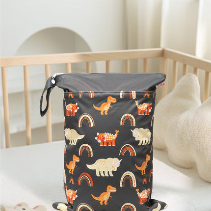 Cross-border in stock Nordic Animal Printing Baby Room Storage Hanging Bag Dry and Wet Separation Double-layer Waterproof Bag Wetbag