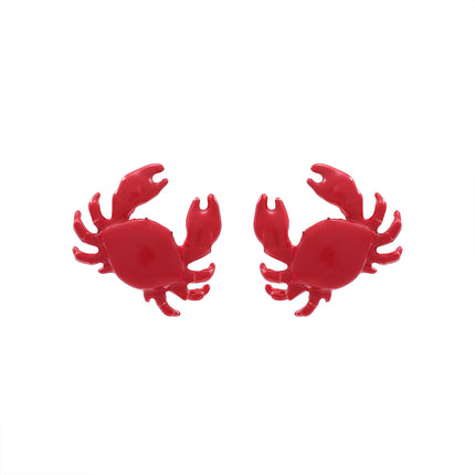 Za European and American Summer Natural Style Marine Elements Red Crab Earrings Women's Fashion Vacation Beach Earrings Cross-Border Supply