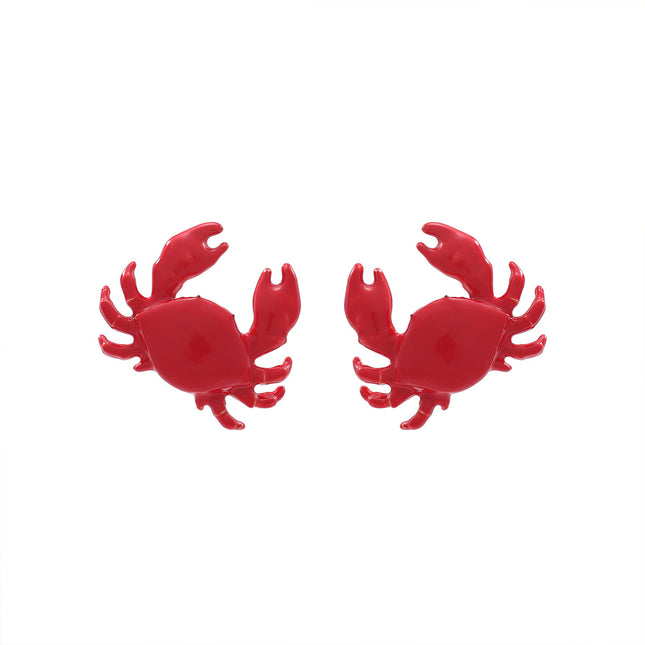 Za European and American Summer Natural Style Marine Elements Red Crab Earrings Women's Fashion Vacation Beach Earrings Cross-Border Supply