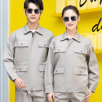 Spring and Autumn Work Clothes suit Long-sleeved Flame Retardant Clothing for Men and Women Auto Repair Electric Welding Work Clothes Electric Welding Work Protection Clothes Thickened Anti-ironing Clothing