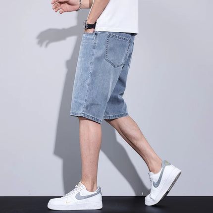 Summer Thin Denim Shorts Men's Loose Breathable Five-point Pants 2025 Summer Trendy Brand Stretch Casual Middle Pants